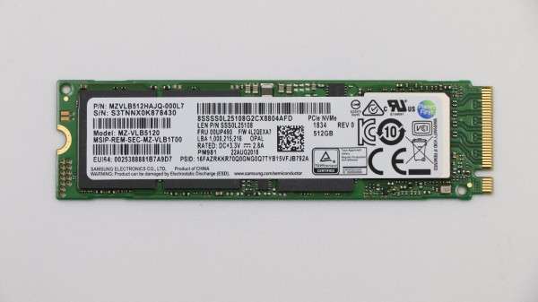 00UP437 Lenovo SSD 512GB M.2 NVME T490 T14 P17 X13 P1 P330