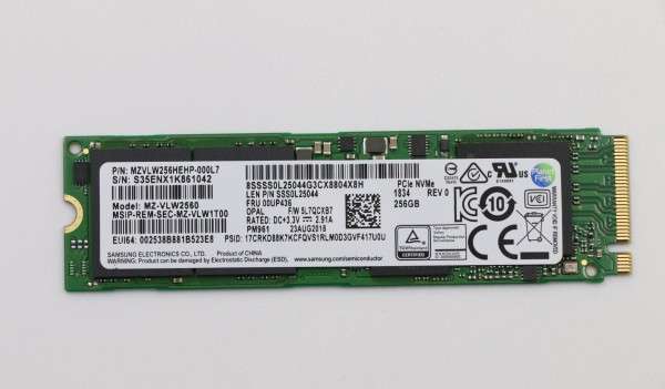 00UP436 Lenovo SSD 256GB M.2 NVME L480 L580 L490 L590