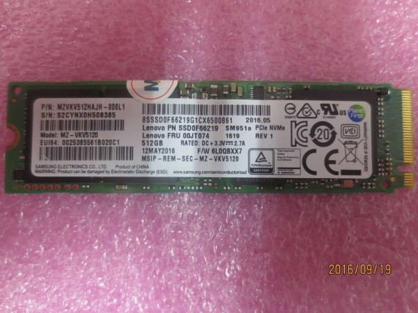 00JT074 Lenovo SSD 512GB M.2 NVME P50 P70 T460s X1 Carbon 4th Yoga 260 X1 Yoga 1st