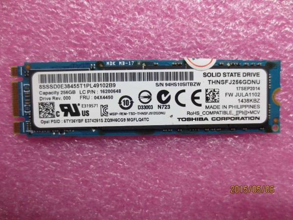 04X4450 Lenovo SSD 256GB M.2 SATA T460s X1 Carbon 3rd Helix