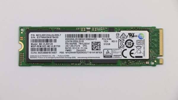 00UP490 Lenovo SSD 512GB M.2 NVME T490 T14 P17 X13 P1 P330