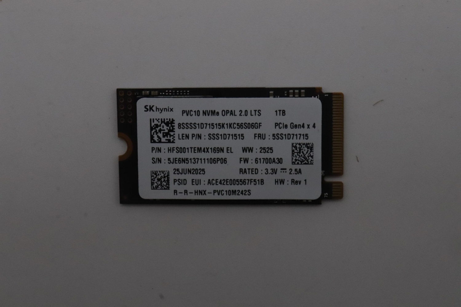 Original 5SS1D71715 Lenovo Festplatte 1TB M.2 SSD 2242 PCIe4x4 SK